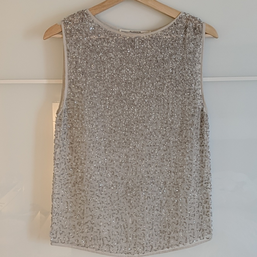 All Saints Hand Embellished Sequin/beaded Top